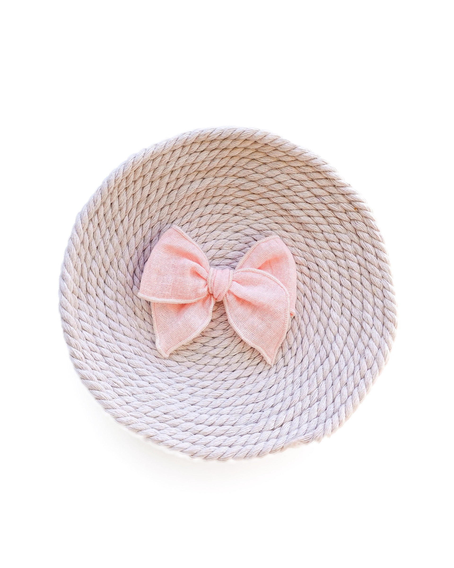 meow bowtique light pink bow small clip Blush pink linen bow for baby girl, minimalist handmade hair accessory