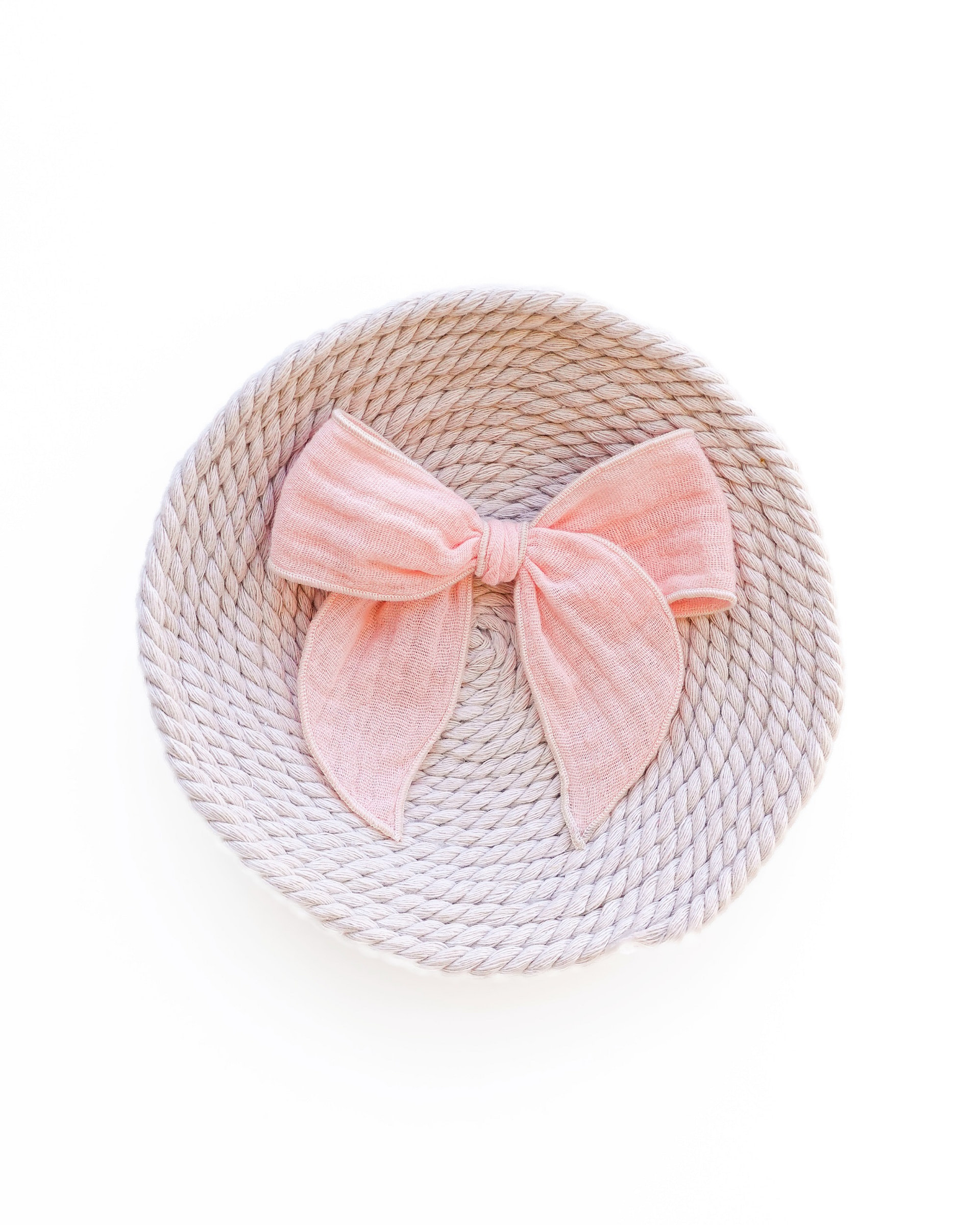 meow bowtique natural pink big bow clip Blush pink linen bow for baby girl, minimalist handmade hair accessory