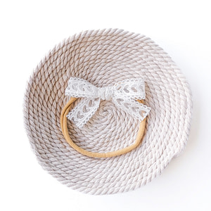 Vintage white handmade lace hair bow for babies